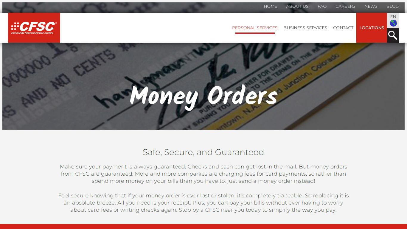 Money Orders | Secure Payments Made Easy | Personal Services | CFSC