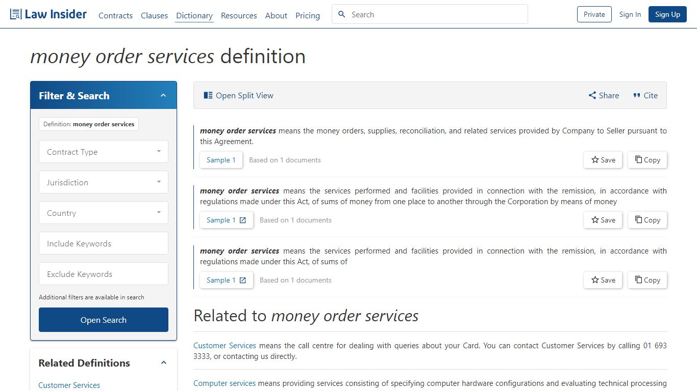 money order services Definition | Law Insider