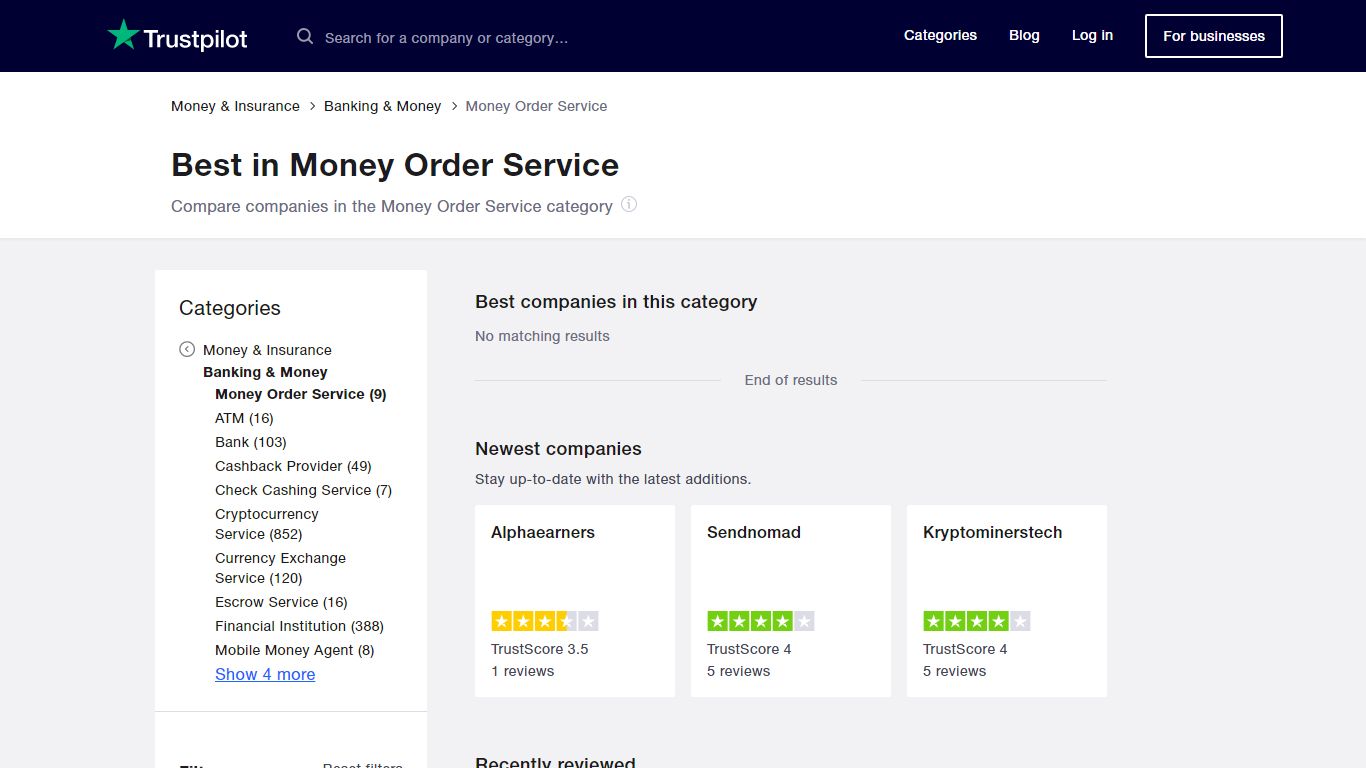 Best companies in Money Order Service on Trustpilot